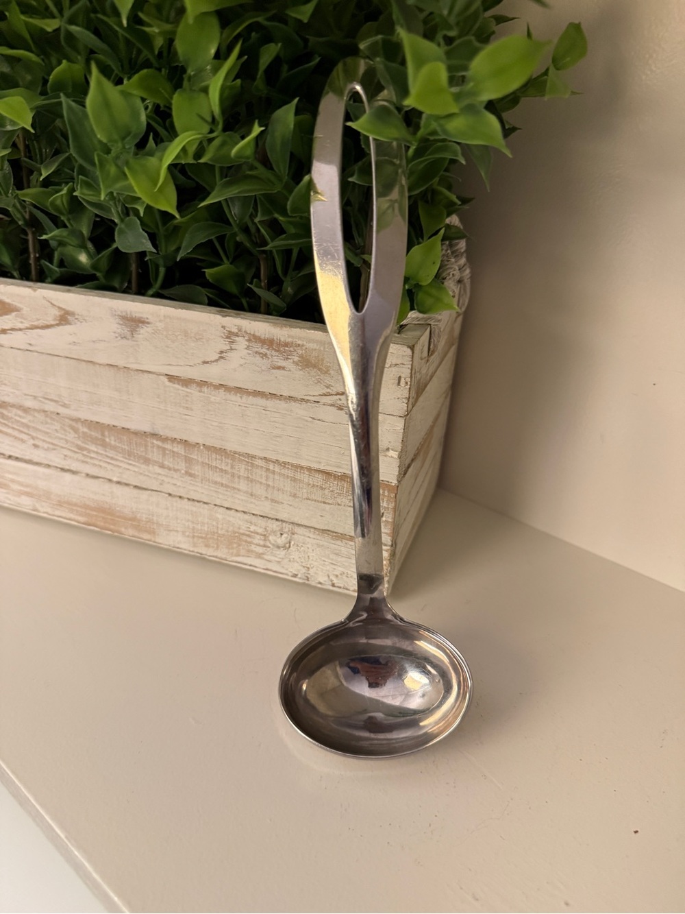 Bran Stainless Steel Gravy Ladle Modernist Open Handle Serving Spoon 8”